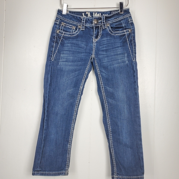 L.A . Idol embroidered capris size 0 - Picture 8 of 14